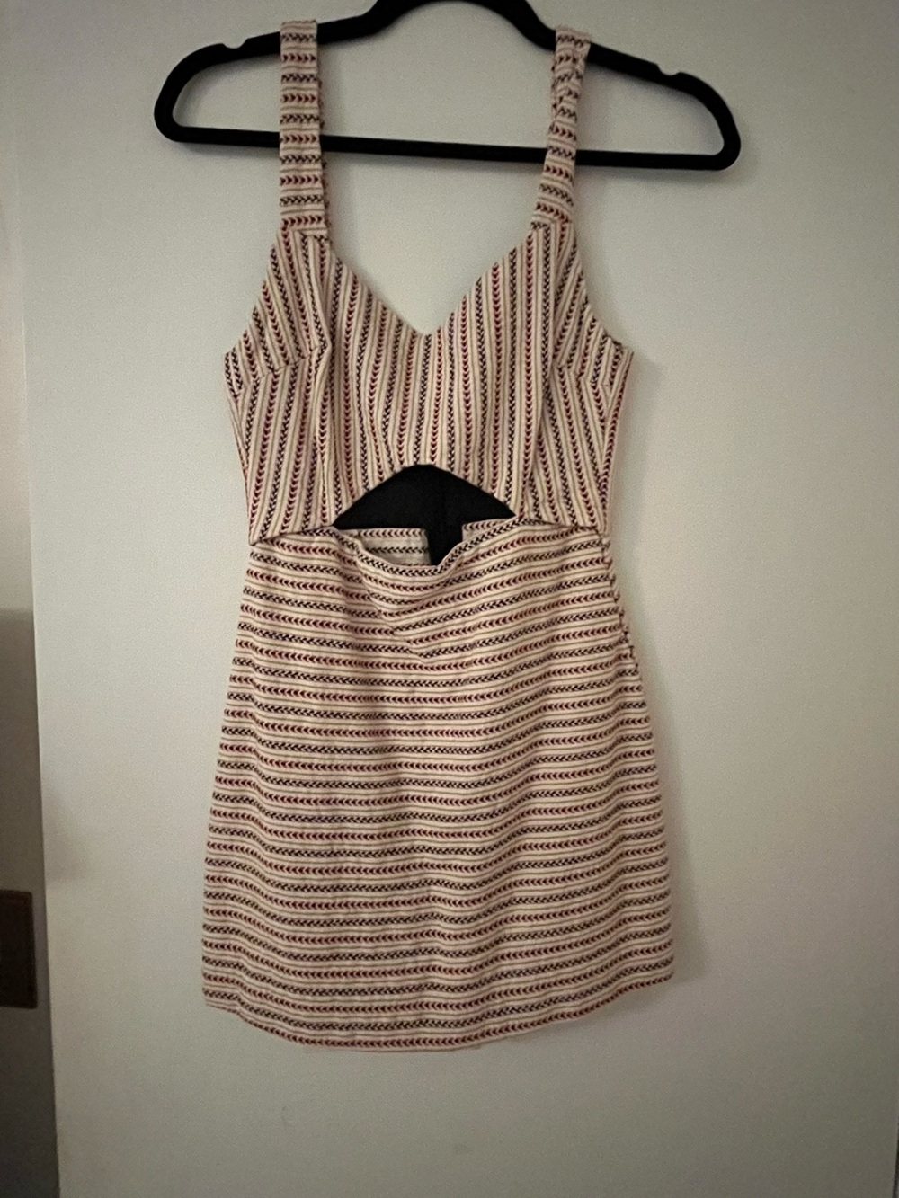 Zara Striped Cutout Mini Dress in Cream